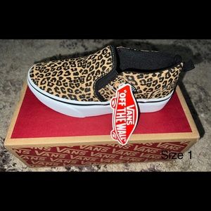 Leopard slip on Vans, size 1, NWT